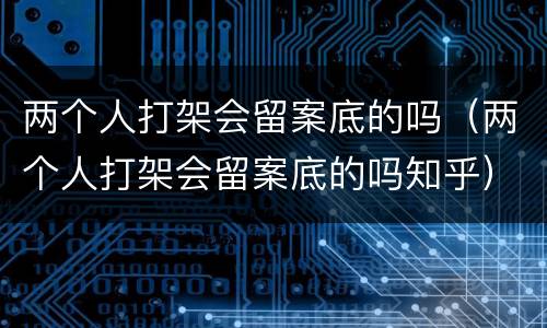 两个人打架会留案底的吗（两个人打架会留案底的吗知乎）