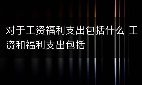 对于工资福利支出包括什么 工资和福利支出包括