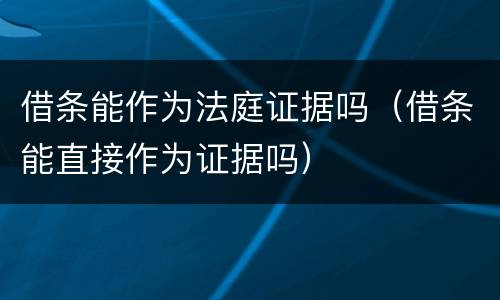 借条能作为法庭证据吗（借条能直接作为证据吗）