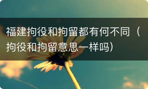 福建拘役和拘留都有何不同（拘役和拘留意思一样吗）