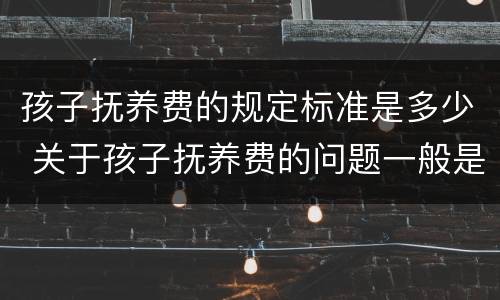 孩子抚养费的规定标准是多少 关于孩子抚养费的问题一般是多少