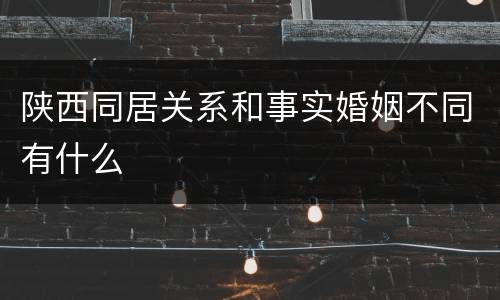 陕西同居关系和事实婚姻不同有什么