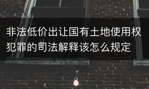 非法低价出让国有土地使用权犯罪的司法解释该怎么规定