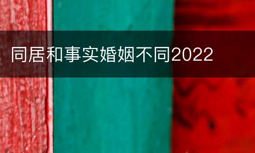 同居和事实婚姻不同2022