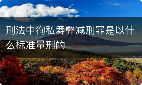 刑法中徇私舞弊减刑罪是以什么标准量刑的