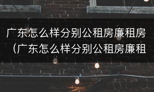广东怎么样分别公租房廉租房（广东怎么样分别公租房廉租房和住房）