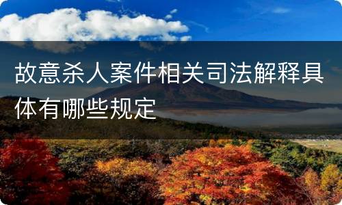 故意杀人案件相关司法解释具体有哪些规定