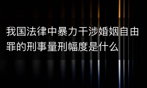 我国法律中暴力干涉婚姻自由罪的刑事量刑幅度是什么