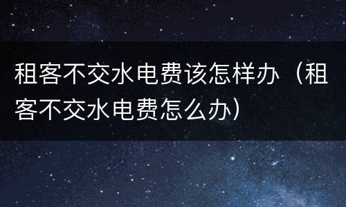 租客不交水电费该怎样办（租客不交水电费怎么办）