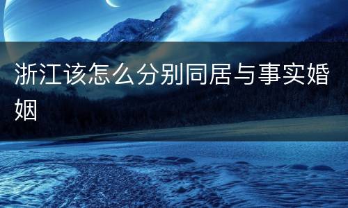 浙江该怎么分别同居与事实婚姻