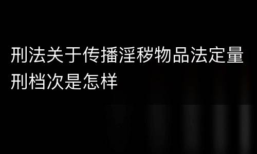刑法关于传播淫秽物品法定量刑档次是怎样