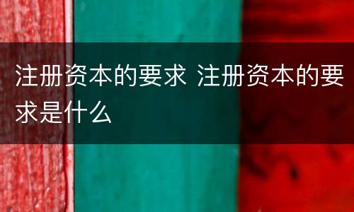 注册资本的要求 注册资本的要求是什么