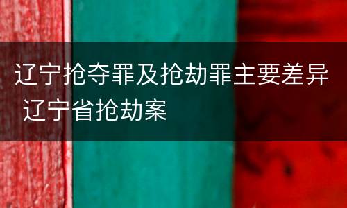 辽宁抢夺罪及抢劫罪主要差异 辽宁省抢劫案