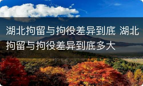 湖北拘留与拘役差异到底 湖北拘留与拘役差异到底多大