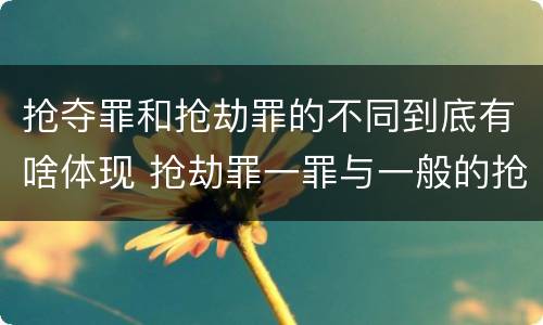 抢夺罪和抢劫罪的不同到底有啥体现 抢劫罪一罪与一般的抢劫罪区别