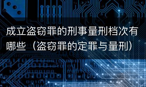 成立盗窃罪的刑事量刑档次有哪些（盗窃罪的定罪与量刑）