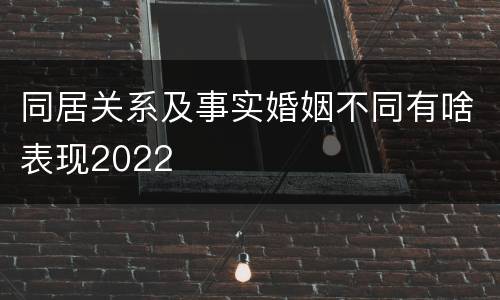 同居关系及事实婚姻不同有啥表现2022