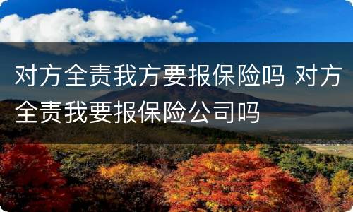 对方全责我方要报保险吗 对方全责我要报保险公司吗