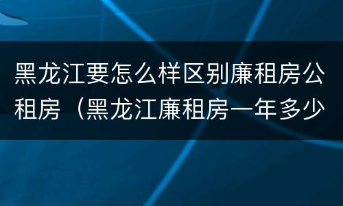 黑龙江要怎么样区别廉租房公租房（黑龙江廉租房一年多少钱）