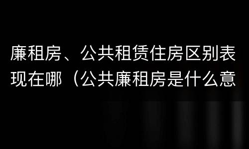 廉租房、公共租赁住房区别表现在哪（公共廉租房是什么意思）