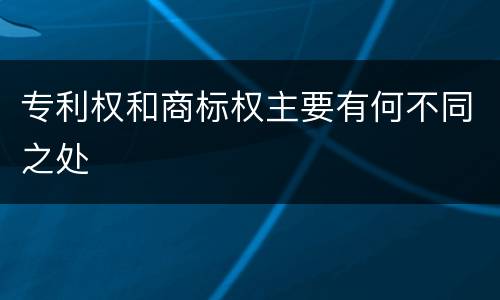 专利权和商标权主要有何不同之处