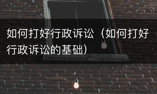 如何打好行政诉讼（如何打好行政诉讼的基础）