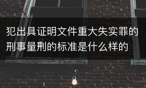 犯出具证明文件重大失实罪的刑事量刑的标准是什么样的