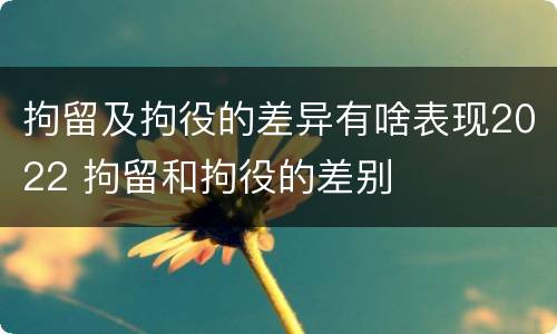 拘留及拘役的差异有啥表现2022 拘留和拘役的差别