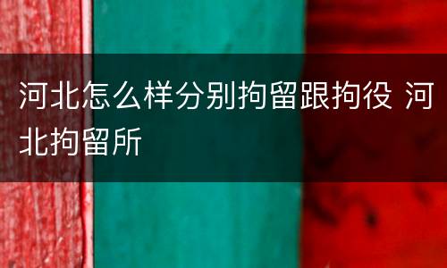河北怎么样分别拘留跟拘役 河北拘留所
