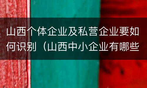 山西个体企业及私营企业要如何识别（山西中小企业有哪些）