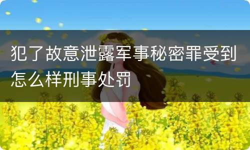 犯了故意泄露军事秘密罪受到怎么样刑事处罚