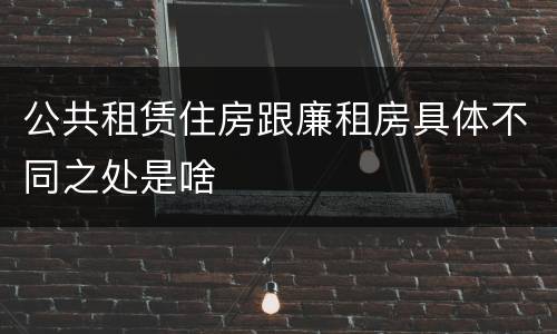 公共租赁住房跟廉租房具体不同之处是啥