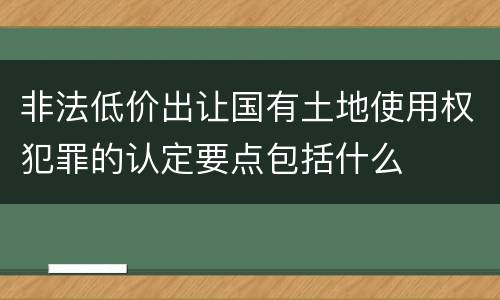非法低价出让国有土地使用权犯罪的认定要点包括什么
