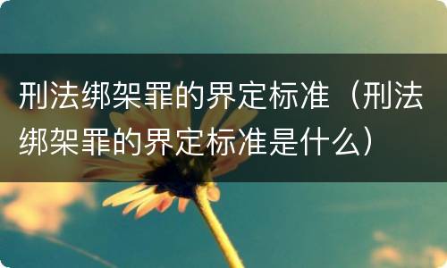 刑法绑架罪的界定标准（刑法绑架罪的界定标准是什么）