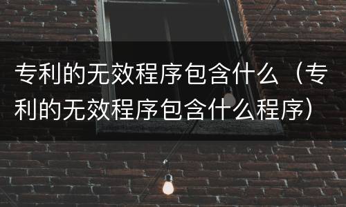 专利的无效程序包含什么（专利的无效程序包含什么程序）