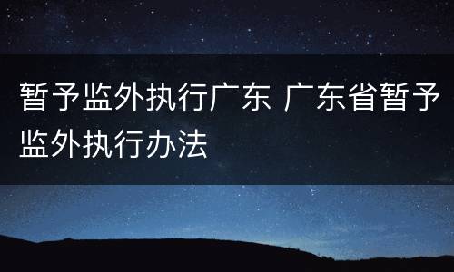 暂予监外执行广东 广东省暂予监外执行办法