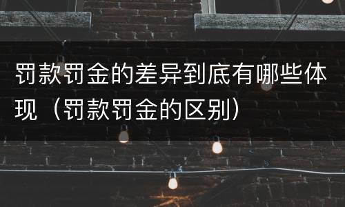 罚款罚金的差异到底有哪些体现（罚款罚金的区别）