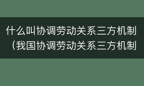 什么叫协调劳动关系三方机制（我国协调劳动关系三方机制中的主体有哪些）