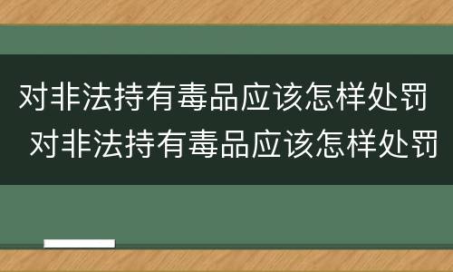 对非法持有毒品应该怎样处罚 对非法持有毒品应该怎样处罚他