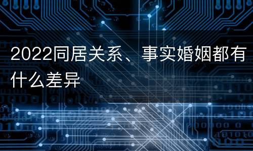 2022同居关系、事实婚姻都有什么差异