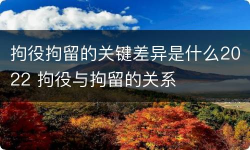 拘役拘留的关键差异是什么2022 拘役与拘留的关系