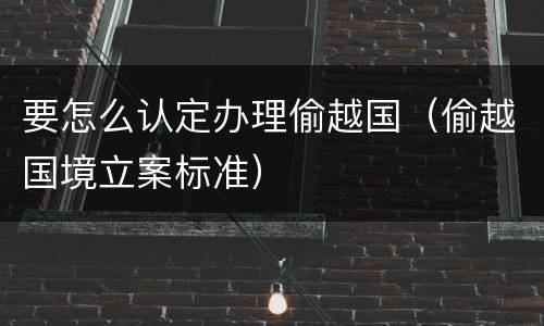 要怎么认定办理偷越国（偷越国境立案标准）