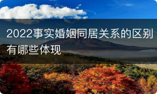 2022事实婚姻同居关系的区别有哪些体现