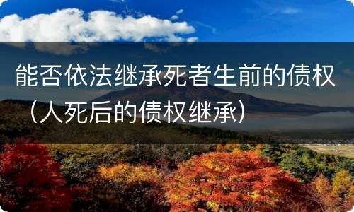 能否依法继承死者生前的债权（人死后的债权继承）