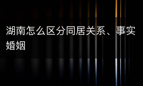 湖南怎么区分同居关系、事实婚姻