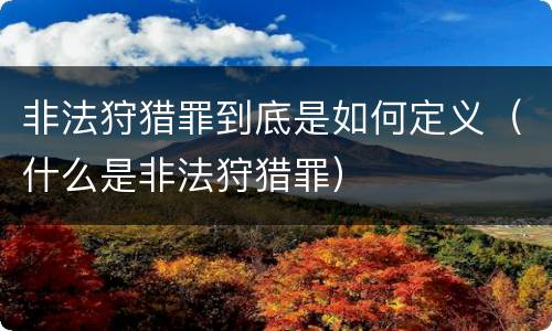非法狩猎罪到底是如何定义（什么是非法狩猎罪）