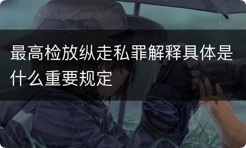 最高检放纵走私罪解释具体是什么重要规定