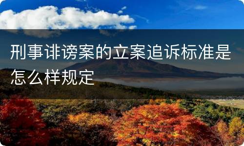 刑事诽谤案的立案追诉标准是怎么样规定