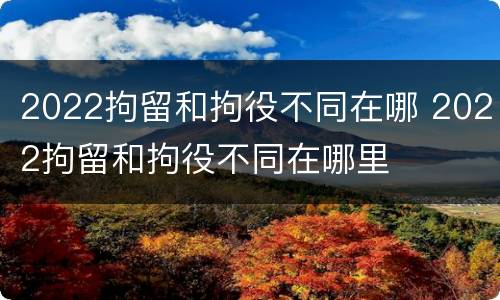 2022拘留和拘役不同在哪 2022拘留和拘役不同在哪里