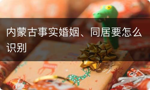内蒙古事实婚姻、同居要怎么识别